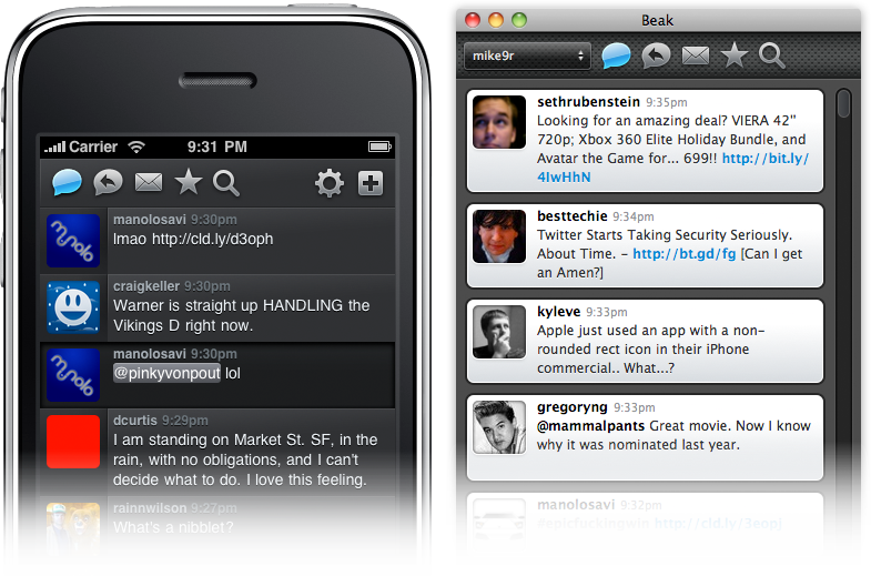 Screenshot of Beak for Mac & iPhone